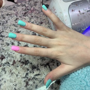 Nail World - This is the 9 year olds nails.  We asked several times for short nail! - Nail Salons Near Me - Albertville, Alabama