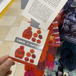 Save A Thon Stores - They had this collaboration between Caron and Pantone which came with several colors of yarn but no instructions as to how to make the hat.