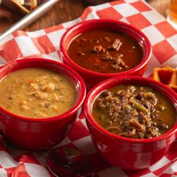 Dr. Rolf's Barbeque - Award Winning Chili Flight (red, green, and white)
