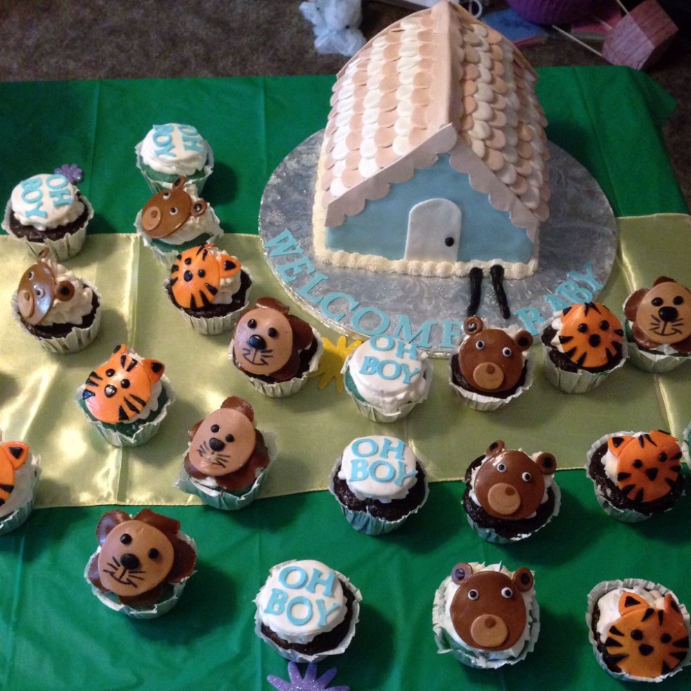 Wizard of Oz themed baby shower, house cake with feet sticking out and Lions and Tigers and Bears OH BOY cupcakes!!! Wizard of Oz themed baby shower, house cake with feet sticking out and Lions and Tigers and Bears OH BOY cupcakes!!!