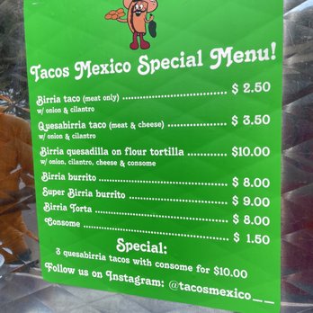 Tacos Mexico - Quesabirria menu - Mexican Near Me - Vallejo, California