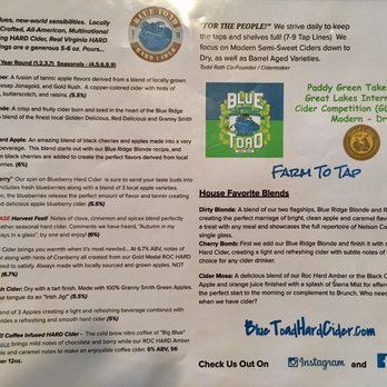 Blue Toad Hard Cider - Cideries Near Me - Roseland, Virginia
