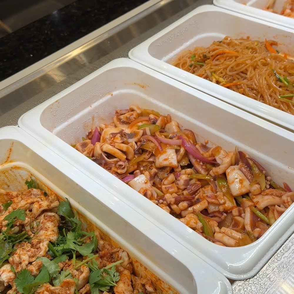 SoupGreen Buffet - Sichuan chicken salad, squid salad and japchae - Soup Near Me - Austin, Texas SoupGreen Buffet - Sichuan chicken salad, squid salad and japchae - Soup Near Me - Austin, Texas