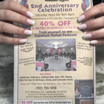 Gossip Nails Spa - Coupon available and upcoming anniversary! - Nail Salons Near Me - Gainesville, Virginia Gossip Nails Spa - Coupon available and upcoming anniversary! - Nail Salons Near Me - Gainesville, Virginia