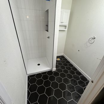 Moreno Tile - Bathroom remodel, shower floor with plumbing - Flooring Near Me - Temecula, California Moreno Tile - Bathroom remodel, shower floor with plumbing - Flooring Near Me - Temecula, California