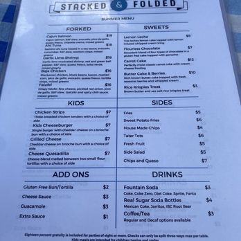Stacked & Folded - Evanston - Menu Sept 2023 - New American Near Me - Evanston, Illinois