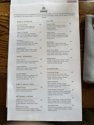 Menu photo 2 Sonoma Valley Farmhouse  Sonoma, CA