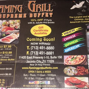 Flaming Grill & Supreme Buffet - Advertisement in mail - Chinese Near Me - Jacinto City, Texas