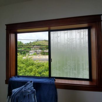 ReadyMan Window Tinting - Bamboo pattern frosted film for privacy - Home Window Tinting Near Me - Honolulu, Hawaii