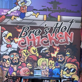 Bro’s Hot Chicken - Love the art work at the end of the restaurant - Chicken Shop Near Me - Miami, Florida