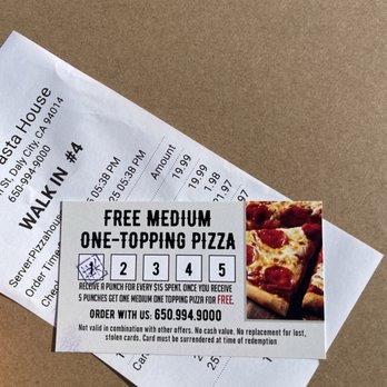Pizza & Pasta House - Rewards card - Pizza Near Me - Daly City, California