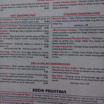 Avalon Diner - Some of the menu - Diners Near Me - Houston, Texas