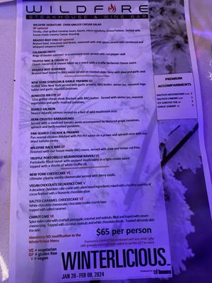 Menu photo 1 Wildfire Steakhouse Toronto, ON Menu photo 1 Wildfire Steakhouse Toronto, ON