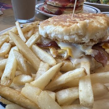 IHOP - Very messy non crispy bacon egg cheese New Breakfast Biscuit Sandwich - Breakfast & Brunch Near Me - Brownsburg, Indiana IHOP - Very messy non crispy bacon egg cheese New Breakfast Biscuit Sandwich - Breakfast & Brunch Near Me - Brownsburg, Indiana