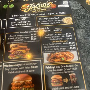 Jacobs Eat & Drink - Deals - Pasta Shops Near Me - Sterling Heights, Michigan Jacobs Eat & Drink - Deals - Pasta Shops Near Me - Sterling Heights, Michigan