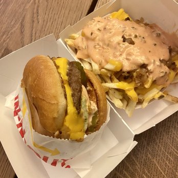 In-N-Out Burger - Single cheeseburger animal style, animal fries - Burgers Near Me - Lone Tree, Colorado
