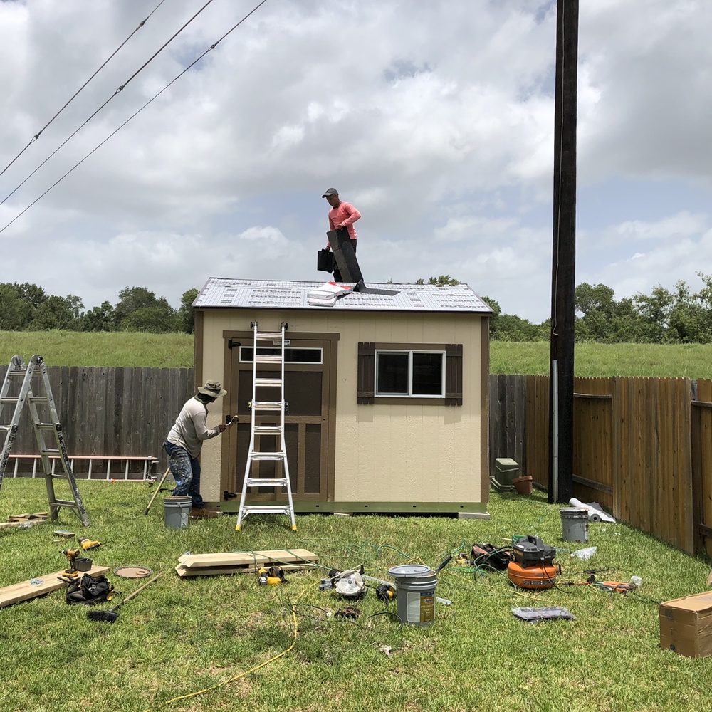 Tuff Shed Conroe - Roofing barrier and shingles, also door installed - Sheds & Outdoor Storage Near Me - Spring, Texas