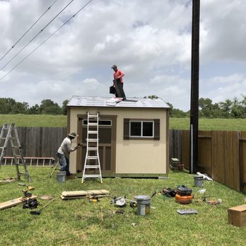 Tuff Shed Conroe - Roofing barrier and shingles, also door installed - Sheds & Outdoor Storage Near Me - Spring, Texas