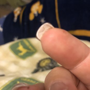 A Q Nail Spa - Acrylic gold under nails that needs to be filed. - Nail Salons Near Me - Wake Forest, North Carolina