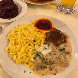 Venison meatball with noodles and mushroom sauce Venison meatball with noodles and mushroom sauce