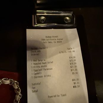 Bodega Biondi - Our bill - Wine Bars Near Me - Fair Oaks, California