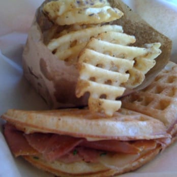 Bruxie - Prosciutto and gruyere with waffle fries - Sandwiches Near Me - Orange, California Bruxie - Prosciutto and gruyere with waffle fries - Sandwiches Near Me - Orange, California