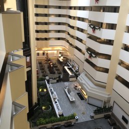 From the 6th floor, looking down at the center of the hotel -- bar, restaurant & breakfast area. From the 6th floor, looking down at the center of the hotel -- bar, restaurant & breakfast area.