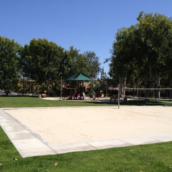 Blue Gum Park - View look in south across the VB court to the play structure - Parks Near Me - Irvine, California