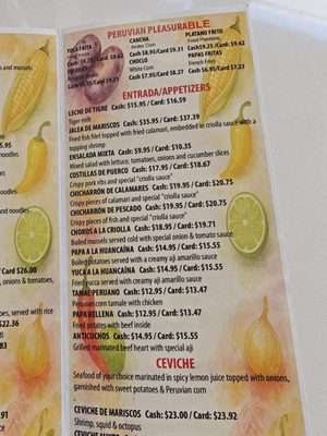 Menu photo 2 Mamita Peruvian Restaurant Glendale, CA