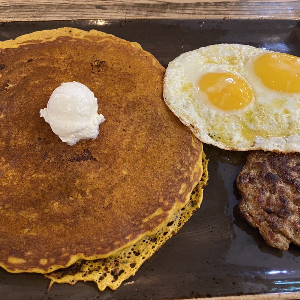 First Watch - Pumpkin spice pancake w/ chicken sausage and 2 eggs - Breakfast & Brunch Near Me - Hendersonville, Tennessee First Watch - Pumpkin spice pancake w/ chicken sausage and 2 eggs - Breakfast & Brunch Near Me - Hendersonville, Tennessee