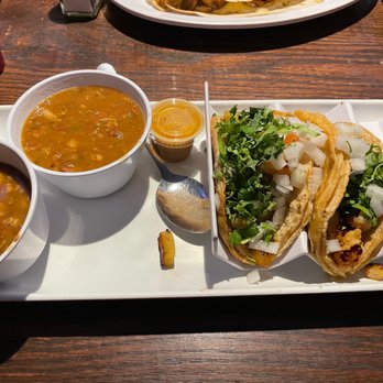 Los Portales - Shrimp street tacos and side of beans - Mexican Near Me - McDonough, Georgia Los Portales - Shrimp street tacos and side of beans - Mexican Near Me - McDonough, Georgia