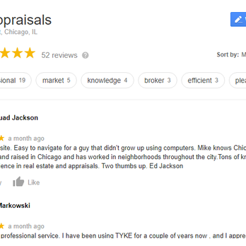 Tyke Appraisals - Customer satisfaction is one of my top priorities! - Appraisal Services Near Me - Chicago, Illinois Tyke Appraisals - Customer satisfaction is one of my top priorities! - Appraisal Services Near Me - Chicago, Illinois