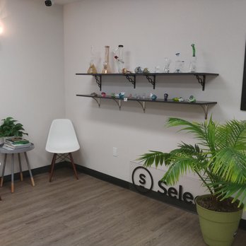 Sensible Cannabis Company - Cute waiting area by their glass pieces. Lots of greenery in this store too! - Cannabis Dispensaries Near Me - Medford, Oregon