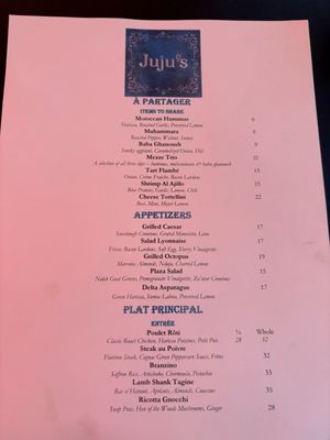 Menu photo 1 Juju's Healdsburg, CA