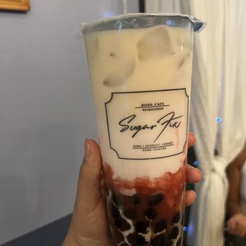 Sugar Fix Boba cafe - strawberry milk tea with boba - Juice Bars & Smoothies Near Me - Los Angeles, California
