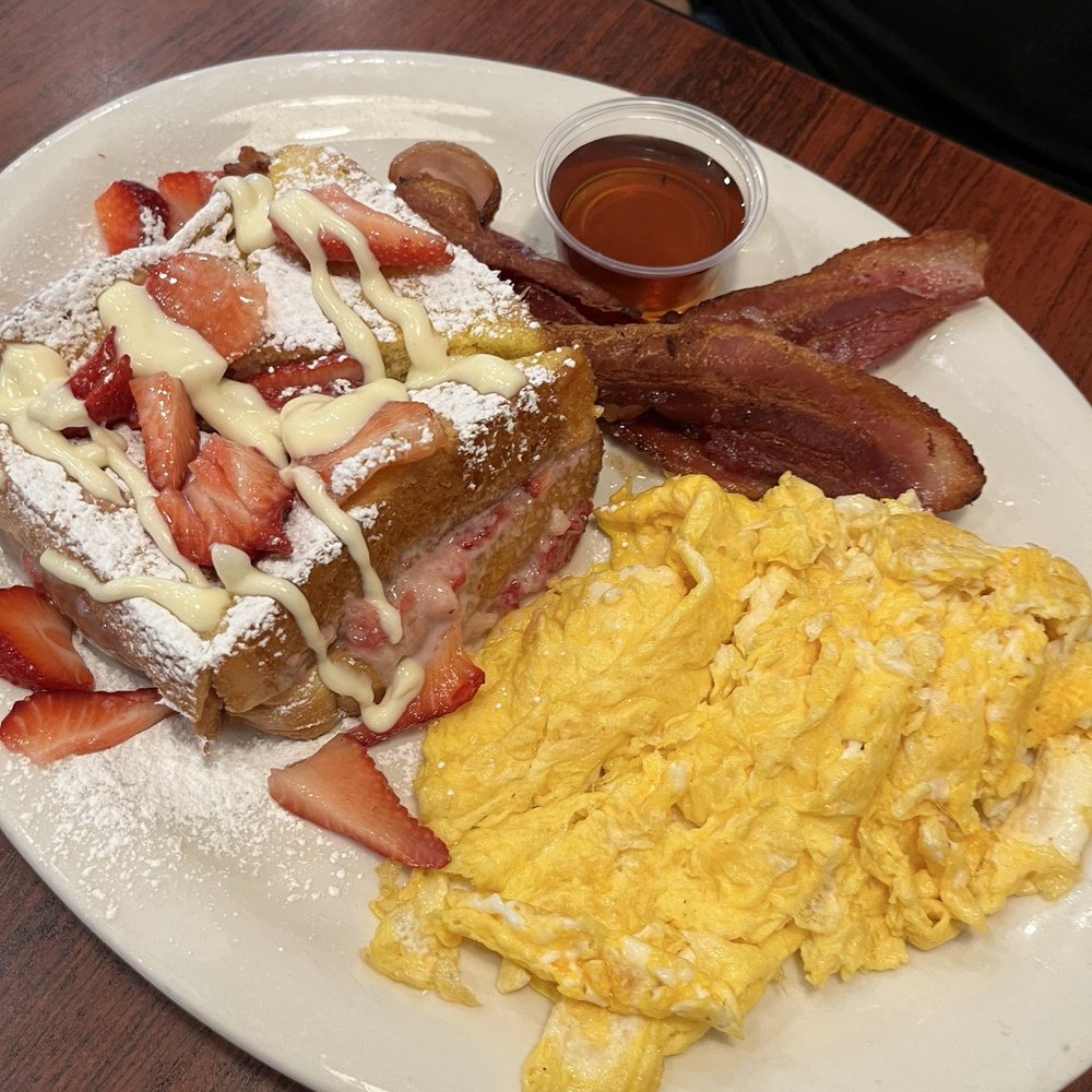 Strawberry Stuffed French Toast / Bacon / Eggs