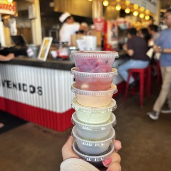 The Taco Stand - complimentary sauces - Food Stands Near Me - La Jolla, California