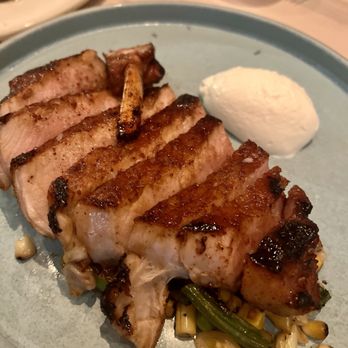Greywind - duroc pork chop with grilled corn, market beans, and yogurt - Wine Bars Near Me - New York, New York Greywind - duroc pork chop with grilled corn, market beans, and yogurt - Wine Bars Near Me - New York, New York