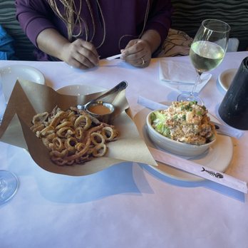 Bonefish Grill - Calamari and Bang Bang shrimp. Bottle of Moscato - Seafood Near Me - Gambrills, Maryland Bonefish Grill - Calamari and Bang Bang shrimp. Bottle of Moscato - Seafood Near Me - Gambrills, Maryland