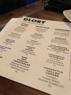 Menu photo 6 Glory Beer Bar & Kitchen Philadelphia, PA