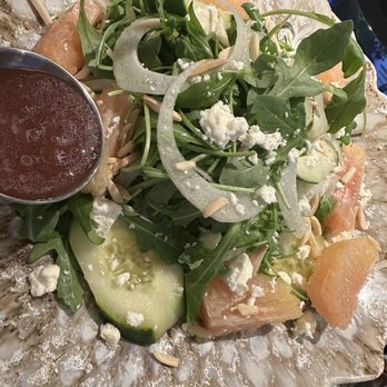 The Deck - Arugula + grapefruit + toasted almonds made to perfection. - Burgers Near Me - Houston, Texas The Deck - Arugula + grapefruit + toasted almonds made to perfection. - Burgers Near Me - Houston, Texas