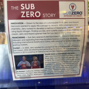 Sub Zero Nitrogen Ice Cream - Sub Zero Story...featured on Shark Tank. Concept out of Utah but has been in this area for 10+ years - Ice Cream & Frozen Yogurt Near Me - Sarasota, Florida