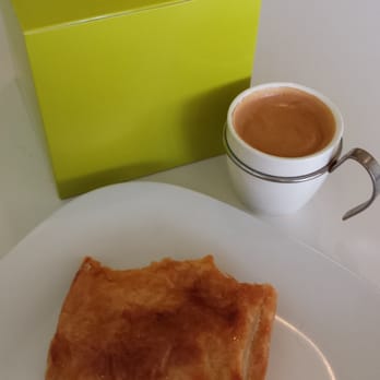 Azucar - Pastel de Guayaba y Queso (guava and cheese pastry) with an espresso. Photo taken 01/08/14. - Bakeries Near Me - Ocean Beach, California