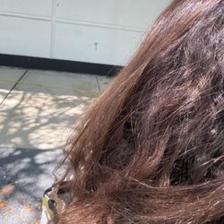 Metropolis Salon & Spa - Me sitting outside the Metropolis Spa for air drying my hair after $177 for root touch up.