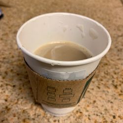 Starbucks - Tall latte... the foam died down by the time I got to my house... your not supposed to use that much foam, it's a Latte, not a cappuccino