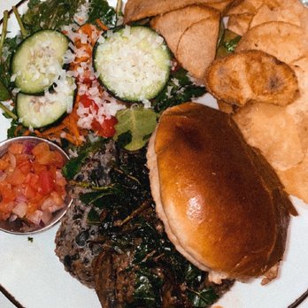 Pure Kitchen - Black bean and quinoa burger, comes with salad - New American Near Me - Frisco, Colorado Pure Kitchen - Black bean and quinoa burger, comes with salad - New American Near Me - Frisco, Colorado