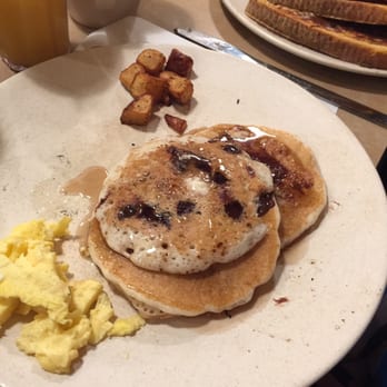 The Chalkboard Kitchen - Chocolate chip pancakes from the kids menu. My 3 year old was in heaven! - Breakfast & Brunch Near Me - South Haven, Michigan