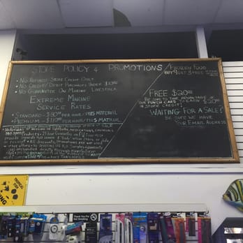 Extreme Marine - Extreme Marine is not a place for fairness. This is what there black board look like from a few feet away - Aquarium Services Near Me - Ventura, California Extreme Marine - Extreme Marine is not a place for fairness. This is what there black board look like from a few feet away - Aquarium Services Near Me - Ventura, California