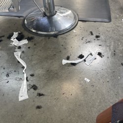 Hair all over, merry way, by the pool table.