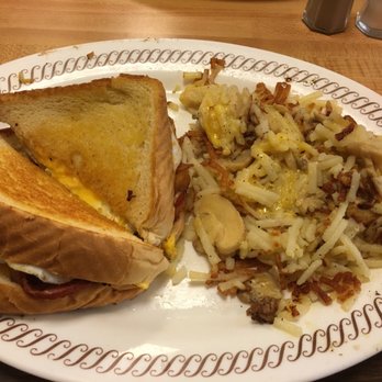 Waffle House - Sandy Creek Pkwy - Bacon egg and cheese Texas melt with smothered and capped hash browns (melted cheese and mushrooms) - Diners Near Me - Saint Augustine, Florida Waffle House - Sandy Creek Pkwy - Bacon egg and cheese Texas melt with smothered and capped hash browns (melted cheese and mushrooms) - Diners Near Me - Saint Augustine, Florida